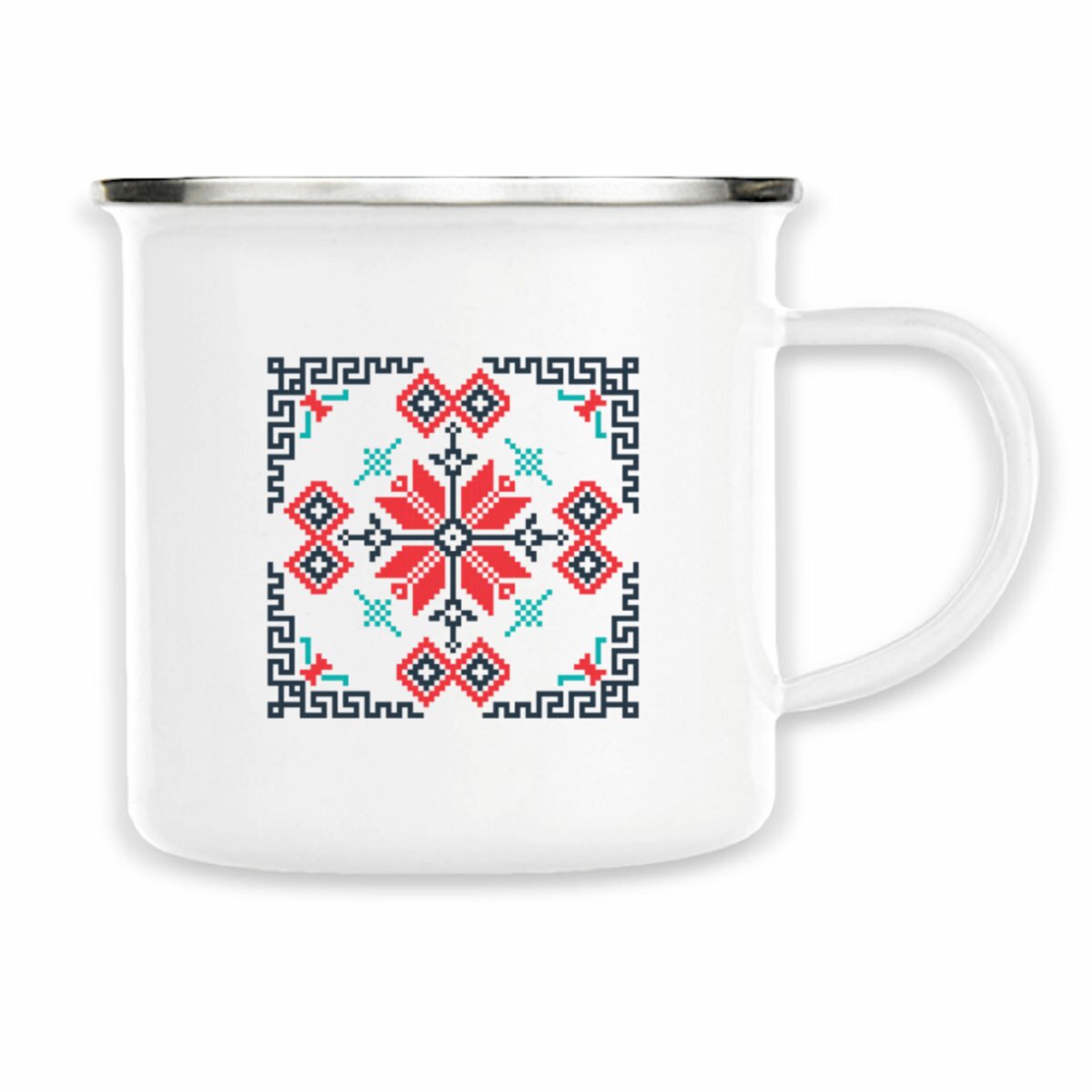 BΛOK® – Metalna Šolja sa Tradicionalnim Motivom - face_blanc